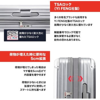 SM-A828 SILVER CYGNUS(シグナス) スーツケース 75cm 無料預入/98L/5cm