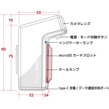 テールランプ付きサイクリング用 アクションカム&ドライブレコーダーtooocycling DVR80 tooocycling