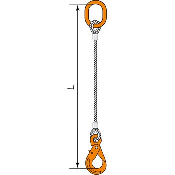JIS ロック止ワイヤ 12mm フックLHW5-6付 荷重(t):2.24(垂直吊り2本吊り時)