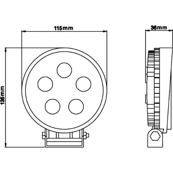 81JGW050 LEDワークライト(作業灯) 丸型 (IP67/IP69K防水) 1個 信和自動車工業 【通販モノタロウ】