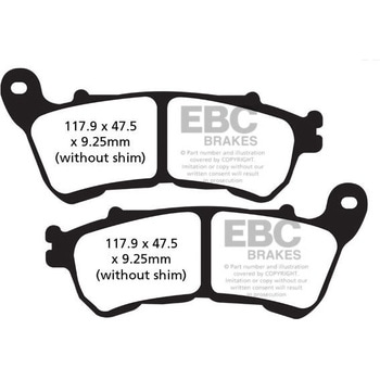 USA製 ダブルHシリーズ シンタリング ブレーキパッド フロント左側用 EBC Brakes (イービーシーブレーキ)