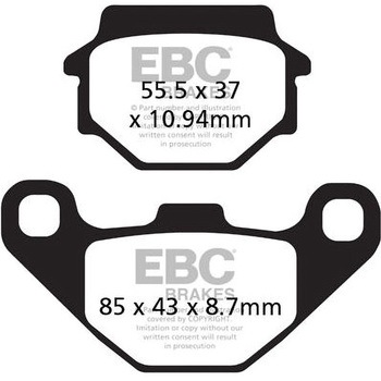 カーボン TT パッド Enduro/MX バイク リア左側用 EBC Brakes (イービーシーブレーキ)