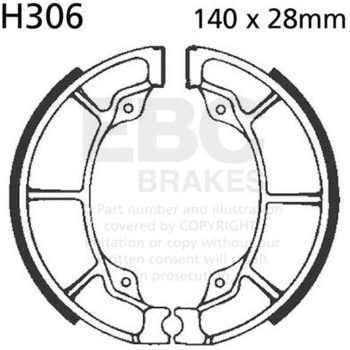 Plain モーターサイクル リプレイスメント ブレーキシューズ リア右側用 EBC Brakes (イービーシーブレーキ)