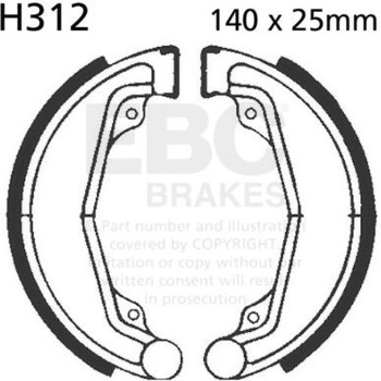Plain モーターサイクル リプレイスメント ブレーキシューズ フロント左側用 EBC Brakes (イービーシーブレーキ)