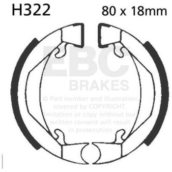 Plain モーターサイクル リプレイスメント ブレーキシューズ フロント左側用 EBC Brakes (イービーシーブレーキ)