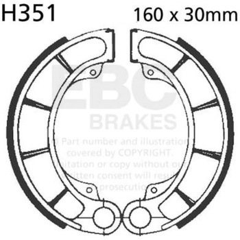 Plain モーターサイクル リプレイスメント ブレーキシューズ リア右側用 EBC Brakes (イービーシーブレーキ)