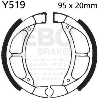 Plain モーターサイクル リプレイスメント ブレーキシューズ リア左側用 EBC Brakes (イービーシーブレーキ)