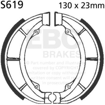 Plain モーターサイクル リプレイスメント ブレーキシューズ リア右側用 EBC Brakes (イービーシーブレーキ)