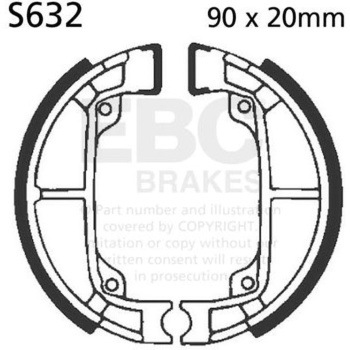 Plain モーターサイクル リプレイスメント ブレーキシューズ フロント左側用 EBC Brakes (イービーシーブレーキ)