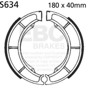 Plain モーターサイクル リプレイスメント ブレーキシューズ リア左側用 EBC Brakes (イービーシーブレーキ)