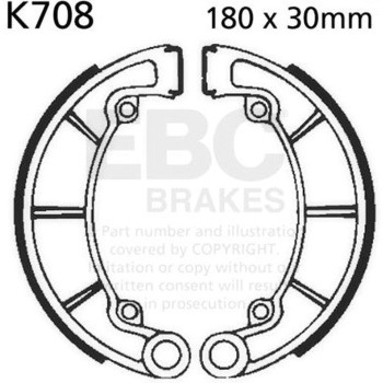 Plain モーターサイクル リプレイスメント ブレーキシューズ リア左側用 EBC Brakes (イービーシーブレーキ)