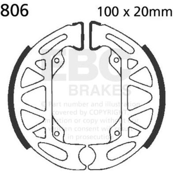 Plain モーターサイクル リプレイスメント ブレーキシューズ リア左側用 EBC Brakes (イービーシーブレーキ)