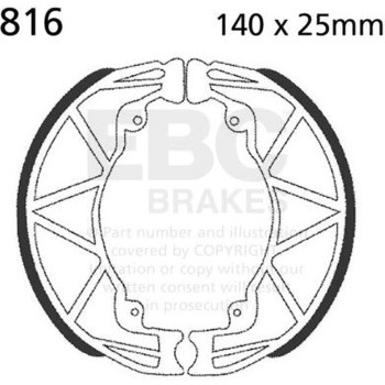 Plain モーターサイクル リプレイスメント ブレーキシューズ リア左側用 EBC Brakes (イービーシーブレーキ)