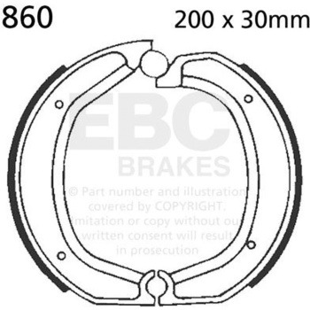 Plain モーターサイクル リプレイスメント ブレーキシューズ リア左側用 EBC Brakes (イービーシーブレーキ)