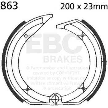 Plain モーターサイクル リプレイスメント ブレーキシューズ リア右側用 EBC Brakes (イービーシーブレーキ)