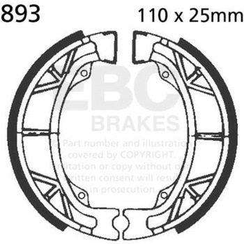 Plain モーターサイクル リプレイスメント ブレーキシューズ リア左側用 EBC Brakes (イービーシーブレーキ)