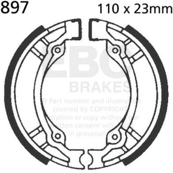 Plain モーターサイクル リプレイスメント ブレーキシューズ リア左側用 EBC Brakes (イービーシーブレーキ)