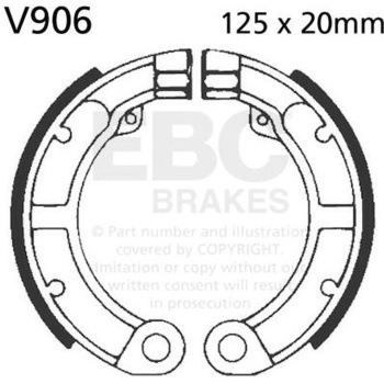 Plain モーターサイクル リプレイスメント ブレーキシューズ リア左側用 EBC Brakes (イービーシーブレーキ)