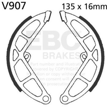 Plain モーターサイクル リプレイスメント ブレーキシューズ リア左側用 EBC Brakes (イービーシーブレーキ)