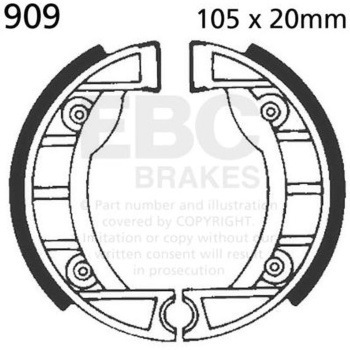 Plain モーターサイクル リプレイスメント ブレーキシューズ フロント左側用 EBC Brakes (イービーシーブレーキ)