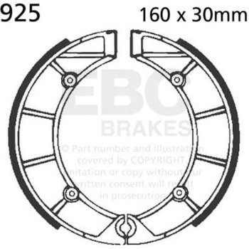 Plain モーターサイクル リプレイスメント ブレーキシューズ フロント左側用 EBC Brakes (イービーシーブレーキ)