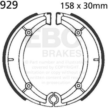 Plain モーターサイクル リプレイスメント ブレーキシューズ リア左側用 EBC Brakes (イービーシーブレーキ)