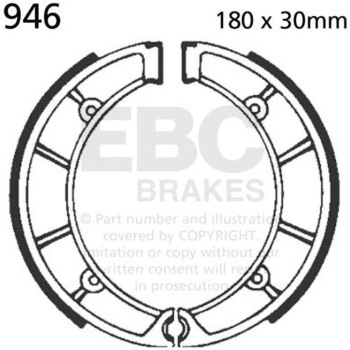 Plain モーターサイクル リプレイスメント ブレーキシューズ フロント左側用 EBC Brakes (イービーシーブレーキ)