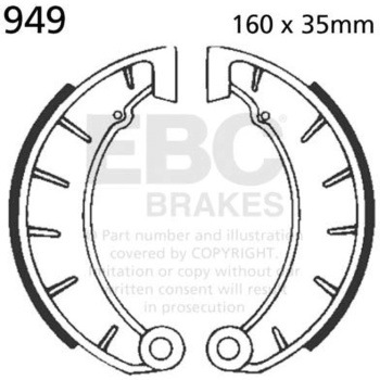 Plain モーターサイクル リプレイスメント ブレーキシューズ リア左側用 EBC Brakes (イービーシーブレーキ)