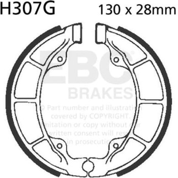 モーターサイクル 溝付き リプレイスメント ブレーキシューズ リア左側用 - EBC Brakes (イービーシーブレーキ)