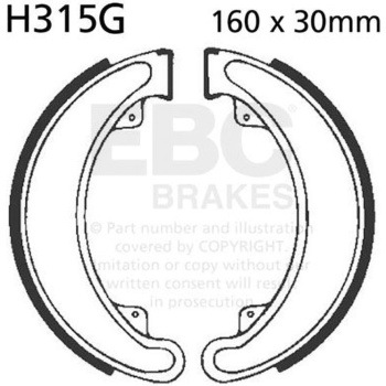 モーターサイクル 溝付き リプレイスメント ブレーキシューズ リア左側用 - EBC Brakes (イービーシーブレーキ)