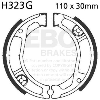 モーターサイクル 溝付き リプレイスメント ブレーキシューズ リア右側用 EBC Brakes (イービーシーブレーキ)