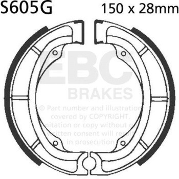 モーターサイクル 溝付き リプレイスメント ブレーキシューズ リア右側用 EBC Brakes (イービーシーブレーキ)