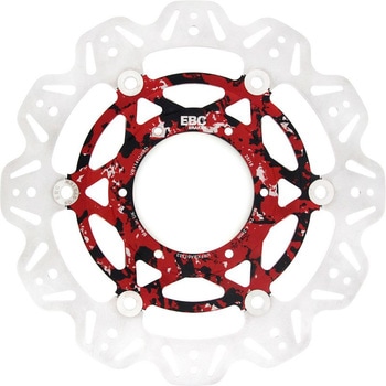 Veeシリーズ Sport バイク ブレーキディスク(カスタムレッド&ブラックハブ)フロント左側用 EBC Brakes (イービーシーブレーキ)