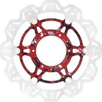 Veeシリーズ Sport バイク ブレーキディスク(カスタムレッド&ブラックハブ)フロント左側用 EBC Brakes (イービーシーブレーキ)