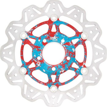 Veeシリーズ Sport バイク ブレーキディスク(カスタムブルー&レッドハブ)フロント左側用 EBC Brakes (イービーシーブレーキ)