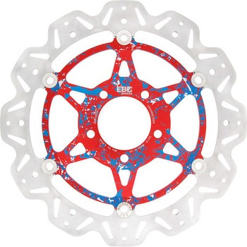 Veeシリーズ Sport バイク ブレーキディスク(カスタムブルー&レッドハブ)フロント左側用 EBC Brakes (イービーシーブレーキ)