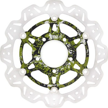 Veeシリーズ Sport バイク ブレーキディスク(カスタムグリーン&ブラックハブ)フロント左側用 EBC Brakes (イービーシーブレーキ)