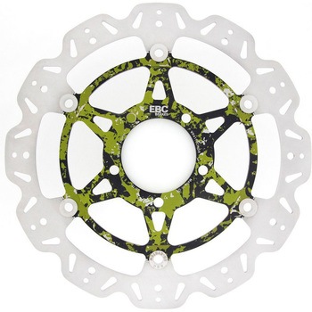 Veeシリーズ Sport バイク ブレーキディスク(カスタムグリーン&ブラックハブ)フロント左側用 EBC Brakes (イービーシーブレーキ)