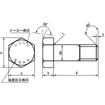 M10×65 強度区分12.9 六角ボルト(鉄/ダクロ)(小箱) 1箱(50個) 大阪魂
