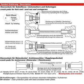 クラッシュパッドセット アタッチメント ブラックアノダイズド Kawasaki ZX-10R (2016 -) GSG Mototechnik (GSGモトテクニック)