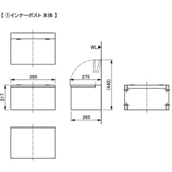 90400001 室内専用 内掛ポスト箱 インナーポスト(左・右・上開き兼用 ...