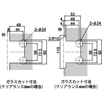 ステンレス重量ガラス用調整ヒンジ(壁取付タイプ・ソフトアブソーバー付) ジョー・プリンス竹下