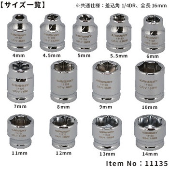1/4DR 13PC ショートソケットセット(6角) SIGNET(シグネット)