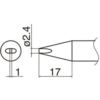 直径2．4mm交換用こて先(EA304AM用) エスコ