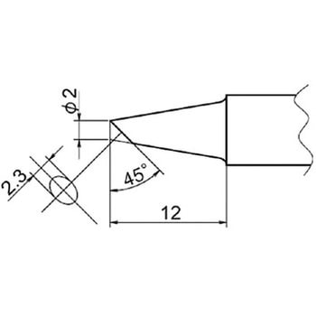 直径2．0mm交換用こて先(EA304AP用) エスコ