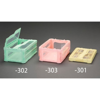 530x366x232mm/34．1L折畳コンテナ(緑/蓋付) エスコ