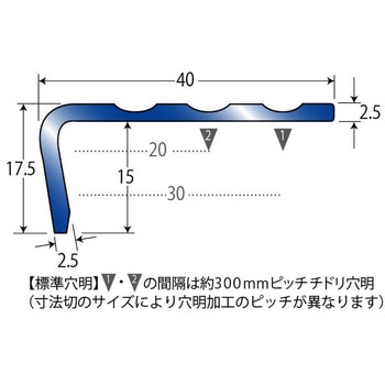 アシステップ 階段滑り止め ステンレス製ノンスリップ タイヤなし無垢タイプ 塩ビタイル・長尺シート用 12-40DX アシスト
