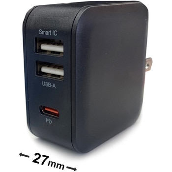 【+ECO】PD20W対応(USBX2，TYPE-CX1)AC充電器 エアージェイ