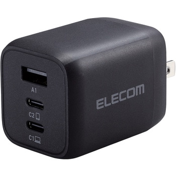 USB Type-C 充電器 PD PPS対応 合計出力65W Type C×2 USB A ×1 折りたたみプラグ 小型 軽量 エレコム