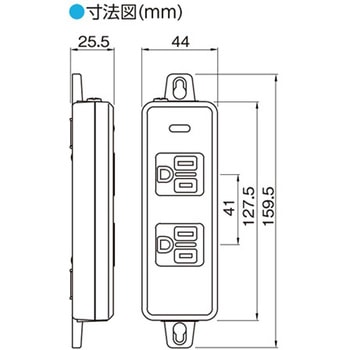 AC125V/15A タップ(2口・アース・マグネット付) エスコ